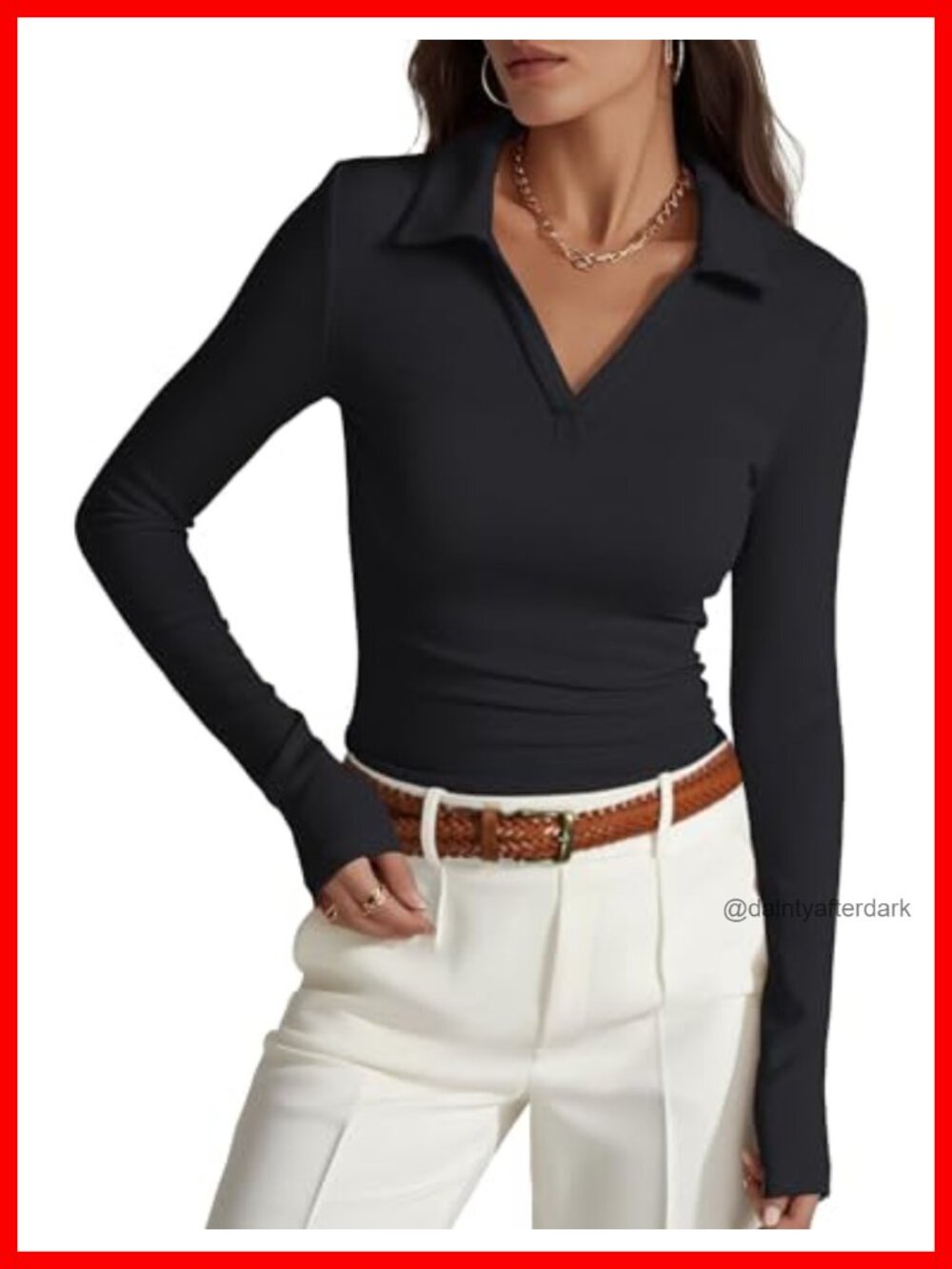 Long Sleeve Polo Shirt Collared Business Casual Work Top